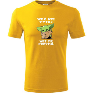 męska koszulka - weź nie pytaj weź się przytul baby yoda