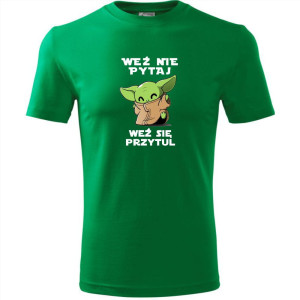 męska koszulka - weź nie pytaj weź się przytul baby yoda