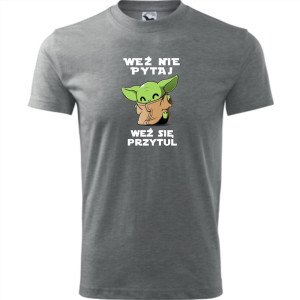 męska koszulka - weź nie pytaj weź się przytul baby yoda