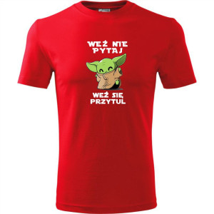 męska koszulka - weź nie pytaj weź się przytul baby yoda
