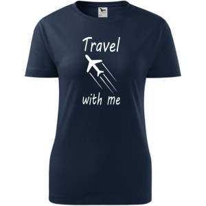 Damska koszulka taliowana Turystyczna - Travel with me