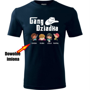męska koszulka - gang dziadka + imiona wnuków (max.4) prezent na dzień dziadka
