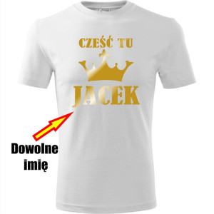 Męska koszulka - Cześć tu + dowolne imię