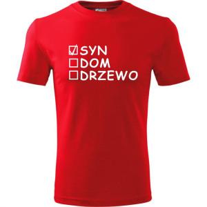 Męska koszulka - Syn, dom, drzewo