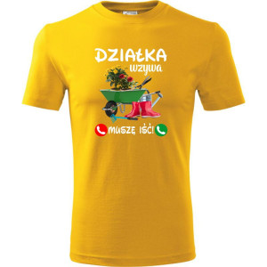 męska koszulka - działka wzywa, muszę iść! t-shirt dla działkowca na prezent