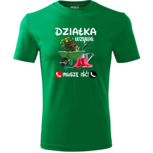 męska koszulka - działka wzywa, muszę iść! t-shirt dla działkowca na prezent