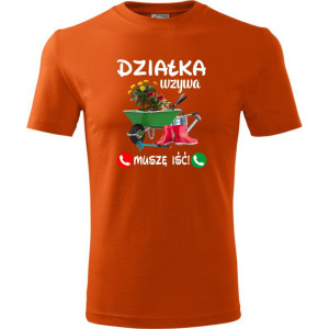 męska koszulka - działka wzywa, muszę iść! t-shirt dla działkowca na prezent