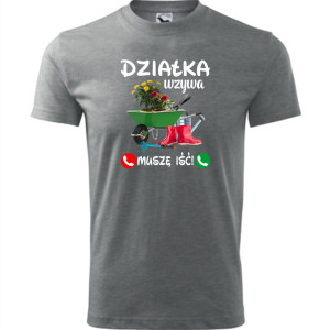 męska koszulka - działka wzywa, muszę iść! t-shirt dla działkowca na prezent