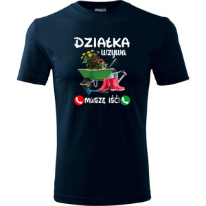 męska koszulka - działka wzywa, muszę iść! t-shirt dla działkowca na prezent