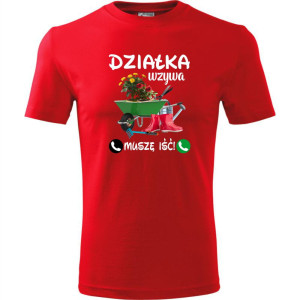 męska koszulka - działka wzywa, muszę iść! t-shirt dla działkowca na prezent