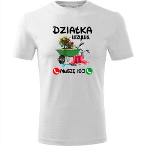 męska koszulka - działka wzywa, muszę iść! t-shirt dla działkowca na prezent