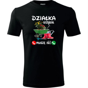 męska koszulka - działka wzywa, muszę iść! t-shirt dla działkowca na prezent