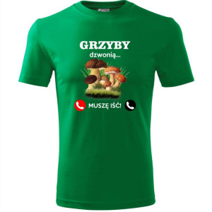 męska koszulka grzyby dzwonią, muszę iść!