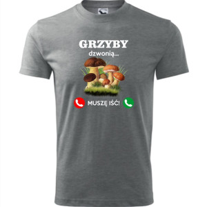 męska koszulka grzyby dzwonią, muszę iść!