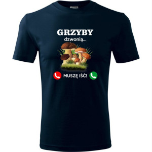 męska koszulka grzyby dzwonią, muszę iść!