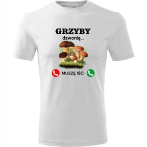 męska koszulka grzyby dzwonią, muszę iść!