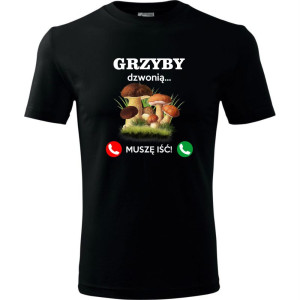 męska koszulka grzyby dzwonią, muszę iść!