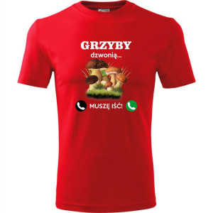 męska koszulka grzyby dzwonią, muszę iść!