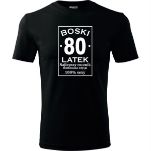 Męska koszulka - boski 80 latek - na prezent urodziny