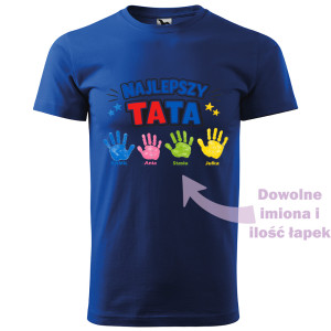 męska koszulka najlepszy tata i rączki dzieci + dowolne imiona