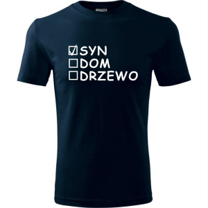 Męska koszulka - Syn, dom, drzewo