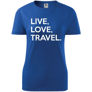 Damska koszulka taliowana Turystyczna - Live Love travel