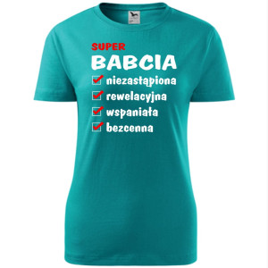 Damska koszulka - Zalety babci na prezent dla niej