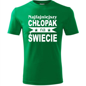 Męska koszulka - Najfajniejszy chłopak na świecie | Prezent na dzień chłopaka, urodziny, święta, Mikołaja, promocja, cena