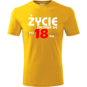Męska koszulka - życie zaczyna się po 18