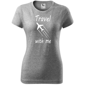 Damska koszulka taliowana Turystyczna - Travel with me