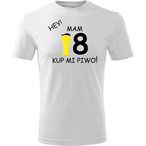 Męska koszulka - hey mam 18 kup mi piwo