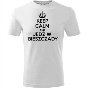 Męska koszulka Turystyczna - Keel calm and jedź w Bieszczady