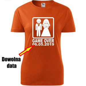 Damska koszulka taliowana - Game over + dowolna data