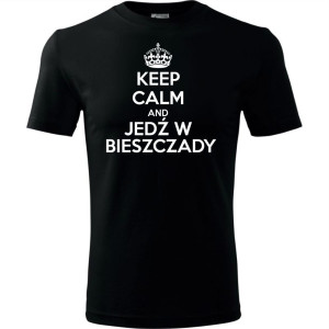 Męska koszulka Turystyczna - Keel calm and jedź w Bieszczady