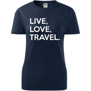Damska koszulka taliowana Turystyczna - Live Love travel
