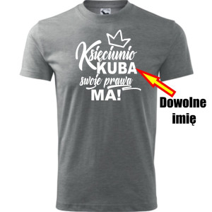 Męska koszulka - Księciunio + dowolne imię - t-shirt na prezent