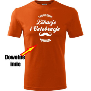 Męska koszulka - Libacje celebracje + dowolne imię, wieczór kawalerski prezent