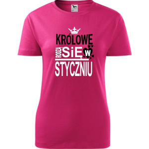 Damska koszulka taliowana - Królowe rodzą się w styczniu 03