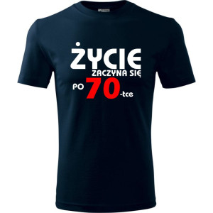 Męska koszulka - życie zaczyna się po 70