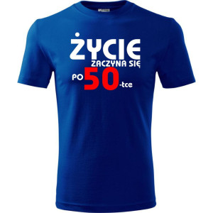 Męska koszulka - życie zaczyna się po 50, t-shirt na prezent