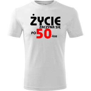 Męska koszulka - życie zaczyna się po 50, t-shirt na prezent