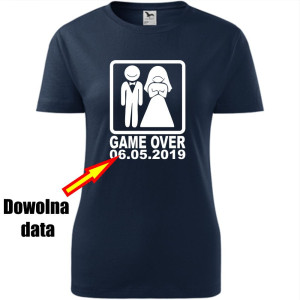 Damska koszulka taliowana - Game over + dowolna data