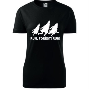 Damska koszulka taliowana dla Biegaczki - Bieg 02 run forest run