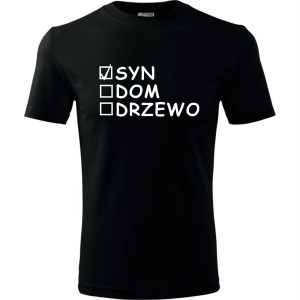 Męska koszulka - Syn, dom, drzewo