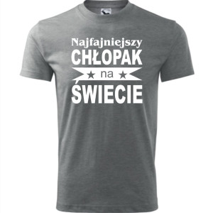 Męska koszulka - Najfajniejszy chłopak na świecie | Prezent na dzień chłopaka, urodziny, święta, Mikołaja, promocja, cena