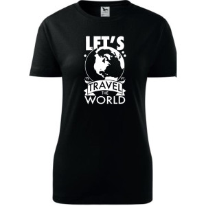 Damska koszulka taliowana Turystyczna - Let`s travel the world