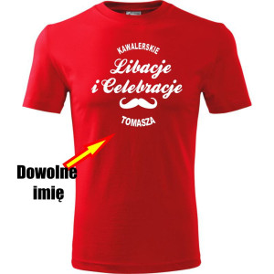 Męska koszulka - Libacje celebracje + dowolne imię, wieczór kawalerski prezent