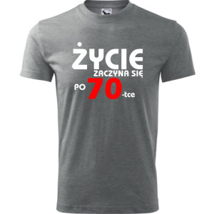 Męska koszulka - życie zaczyna się po 70