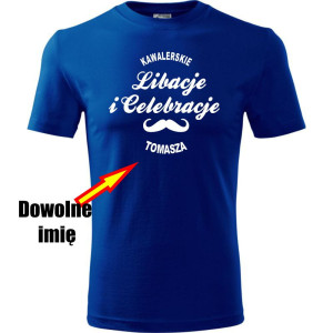 Męska koszulka - Libacje celebracje + dowolne imię, wieczór kawalerski prezent
