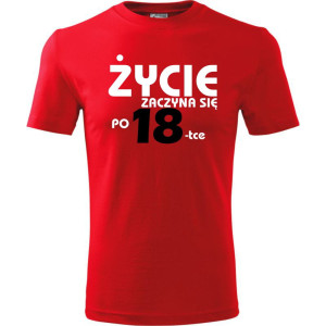 Męska koszulka - życie zaczyna się po 18